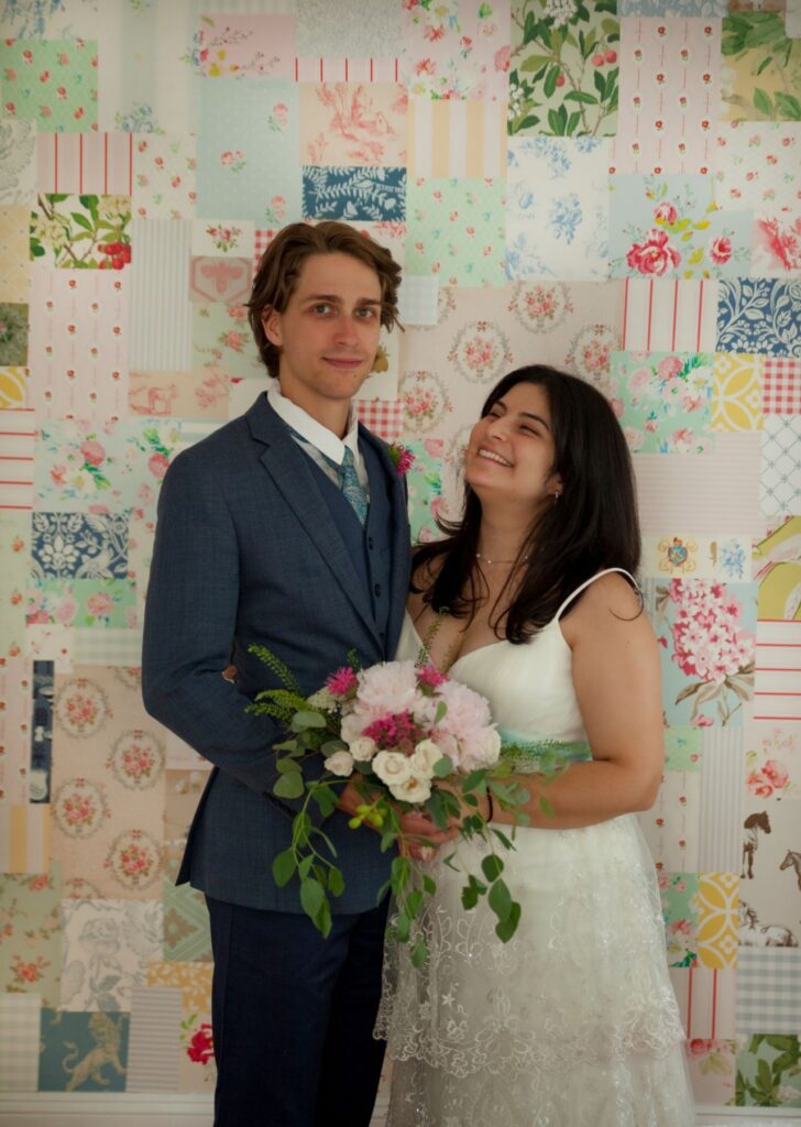 Wedding couple photoshoot at Bridal suite at wedding reception north carolina