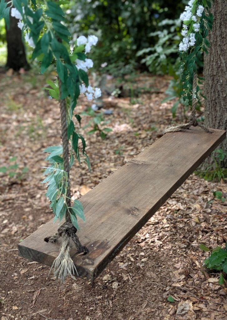 Photo of a wooden swing set