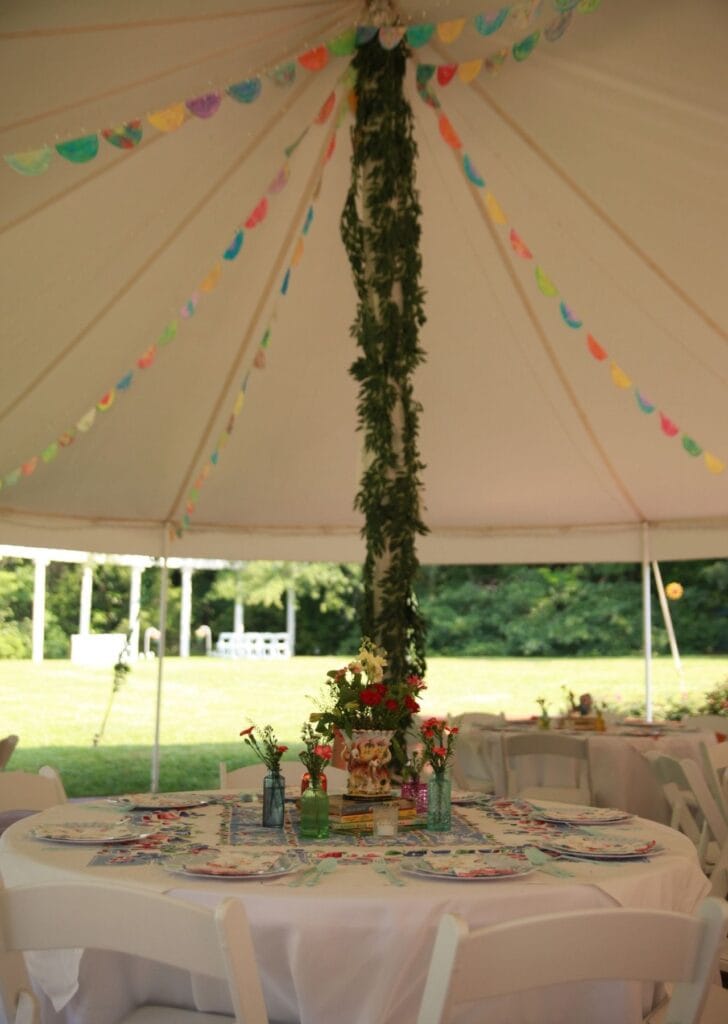 Inside peak tent at wedding venue in sanford nc